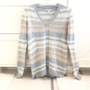 Sonoma Pastel Striped Wool V-necked Sweater